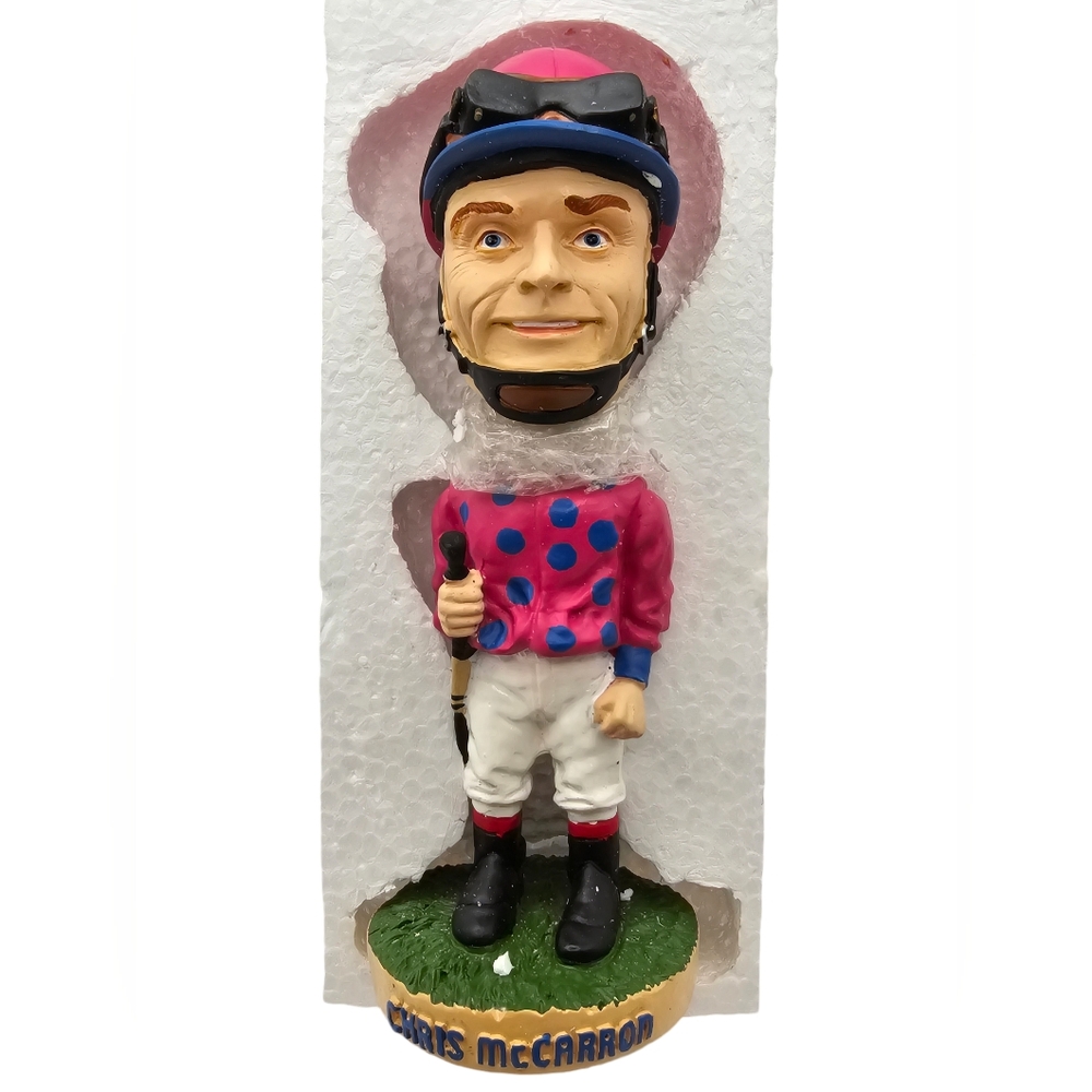 Vintage Hollywood Park 2001 Gold Cup Chris McCarron Bobble‎ Head in Box w/Card